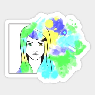 Watercolor Girl Sticker